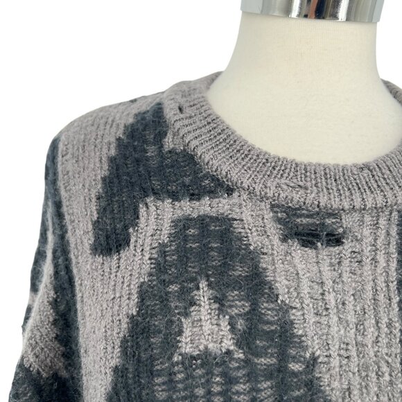 Marc Jacobs The Monogram Distressed Oversized Sweater Gray Black Size XL - Picture 3 of 16